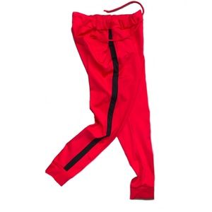 Red Joggers with Black Stripe